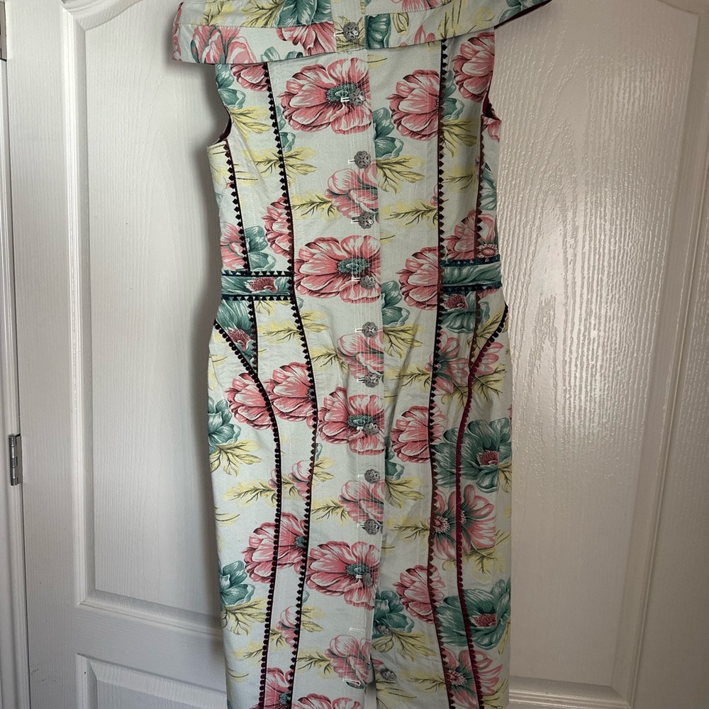 Byron Lars Blush Floral Cap-Sleeve Sheath Dress - Picture 2 of 7